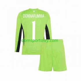 Koszulka Włochy Donnarumma 1 Bramkarska Dziecięcy Domowe Koszulki Piłkarskie 2023 Długi Rękaw